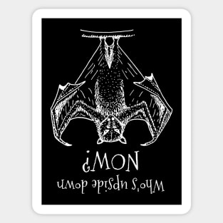 Upside Down Bat (White Print) Sticker